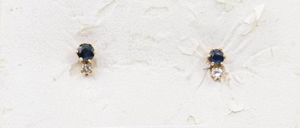 14KY Gold Sapphire and Diamond Earrings