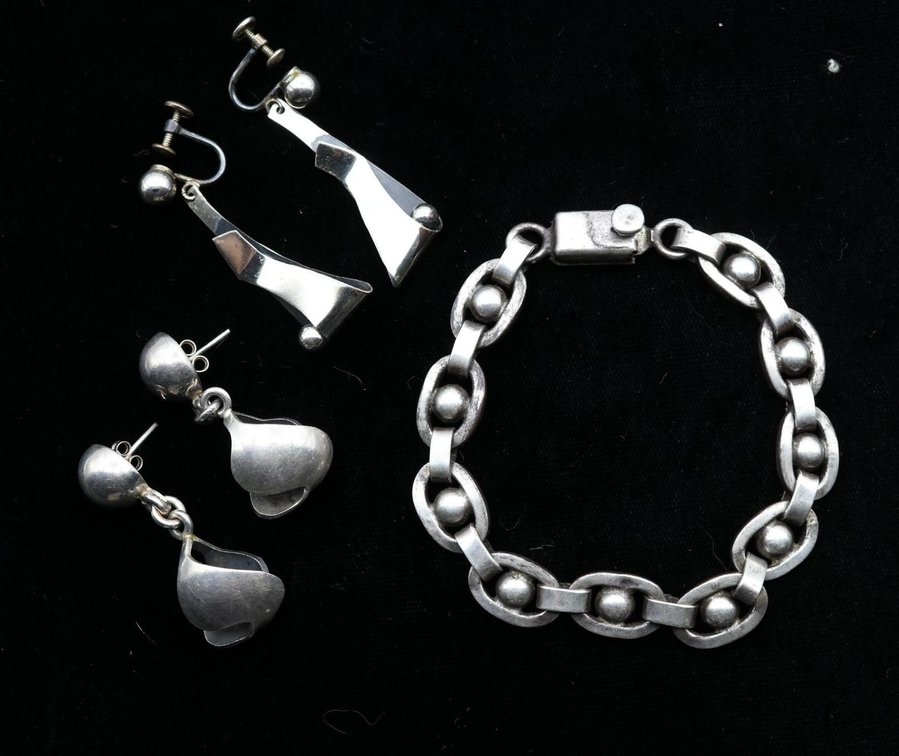 Sterling Silver Bracelet, Earrings