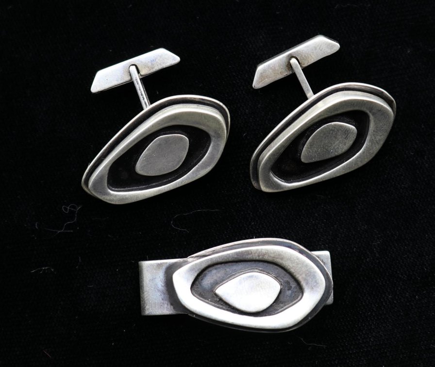 Sterling Silver Cufflinks, Tie Bar