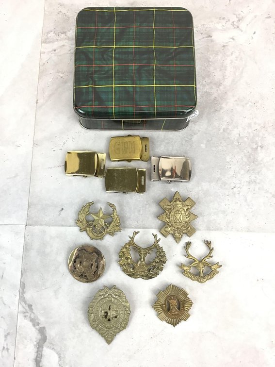 Brass Clan Crest Buckles & Pin