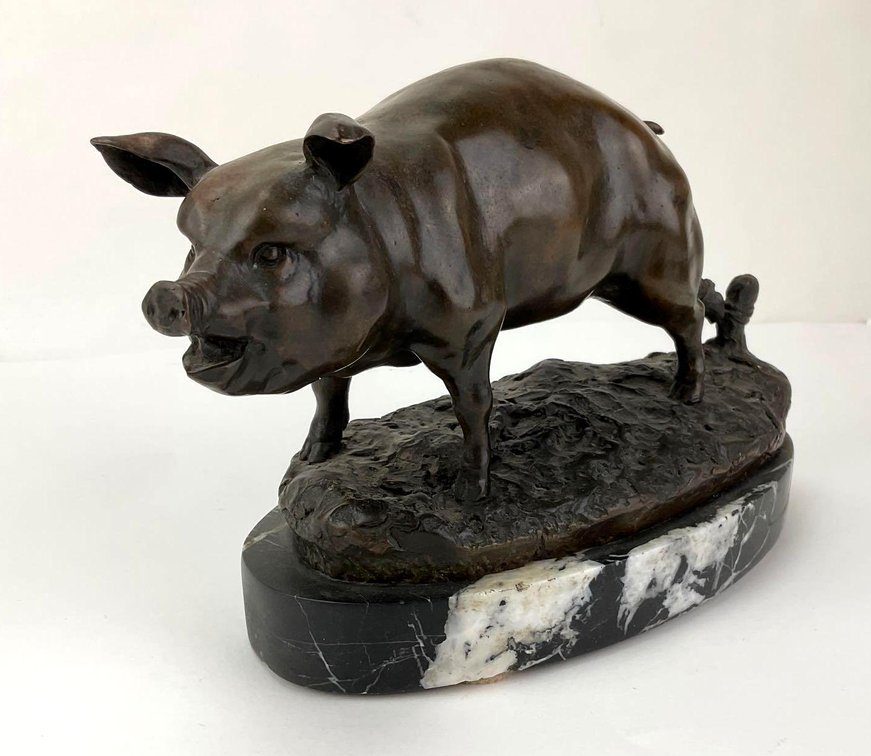 Bronze Sculpture of a Pig