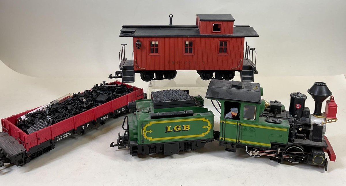 LGB Steam Engine and Train Cars 