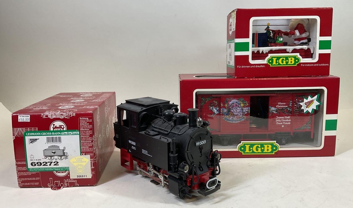 LGB Steam Engine and Christmas Train Cars