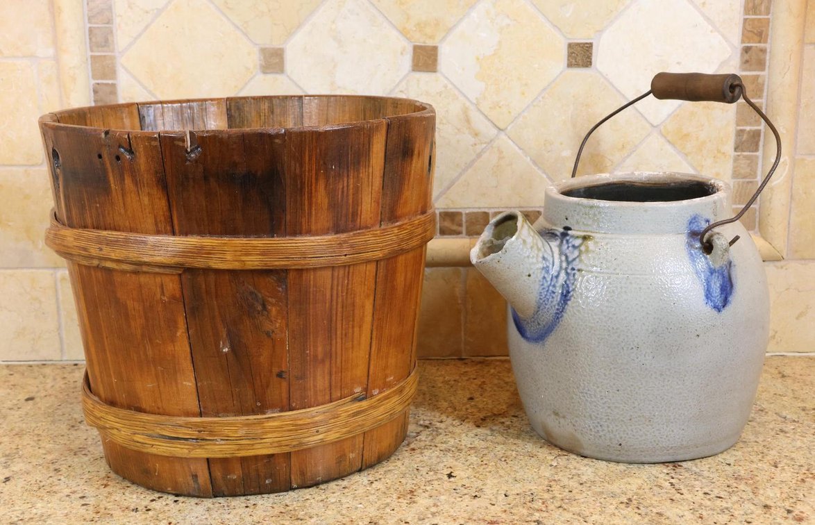 Batter Jug and Wooden Bucket
