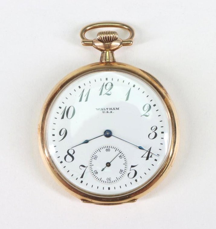 14k YG Waltham Open Faced Pocket Watch