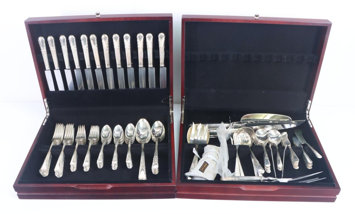 International "Orchid" Sterling Silver Flatware Service for 12 