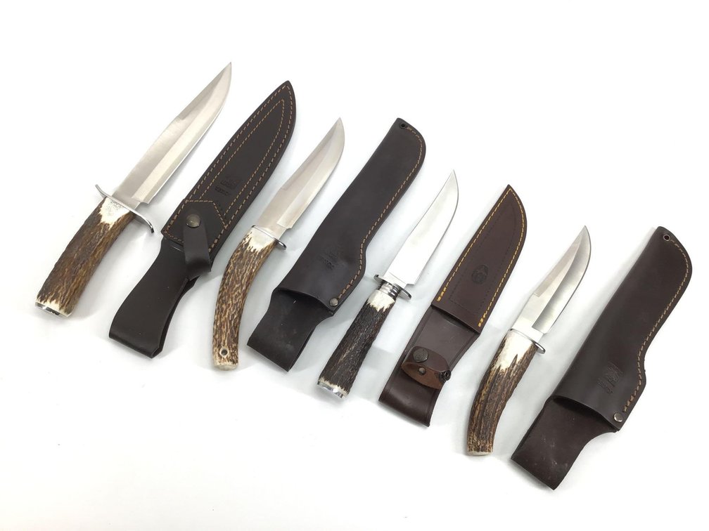 Large Stag Handle Fixed Blade Knives (4)