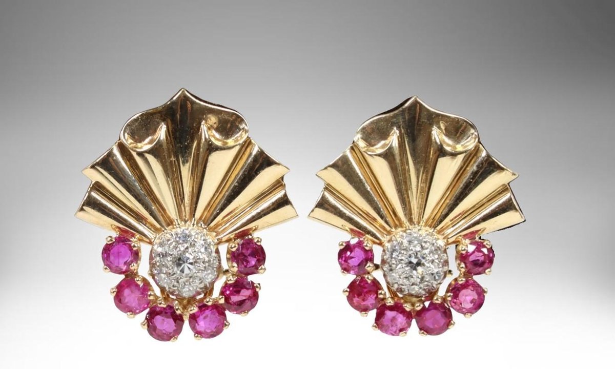 14k YG Ruby and Diamond Earrings