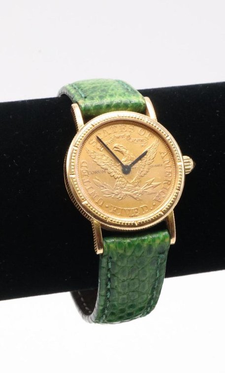 18K Ladies Corum Gold Coin Wristwatch