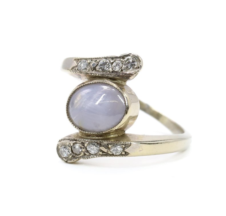 14k YG Star Sapphire and Diamond RIng