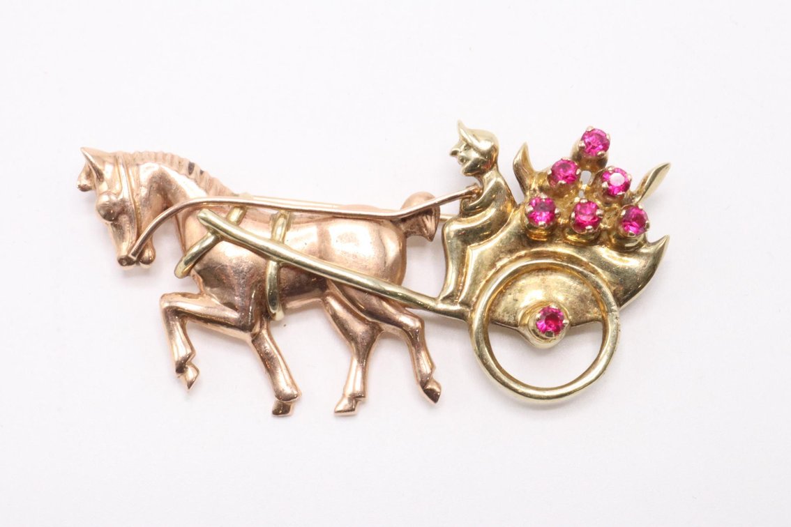 14k MC Gold and Ruby Brooch