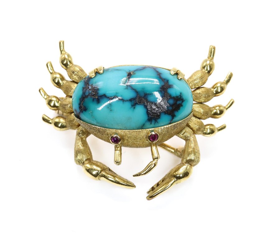 18k YG Turquoise Pin