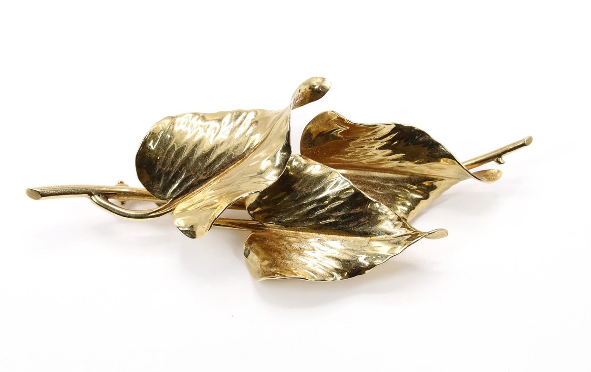 14k YG Leaf Pin