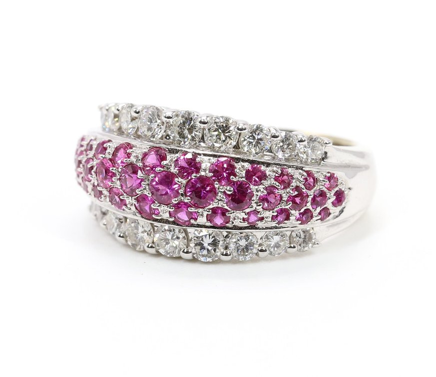 14k WG Diamond and Ruby Ring