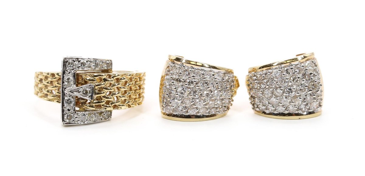 14k YG Diamond Ring and Earrings
