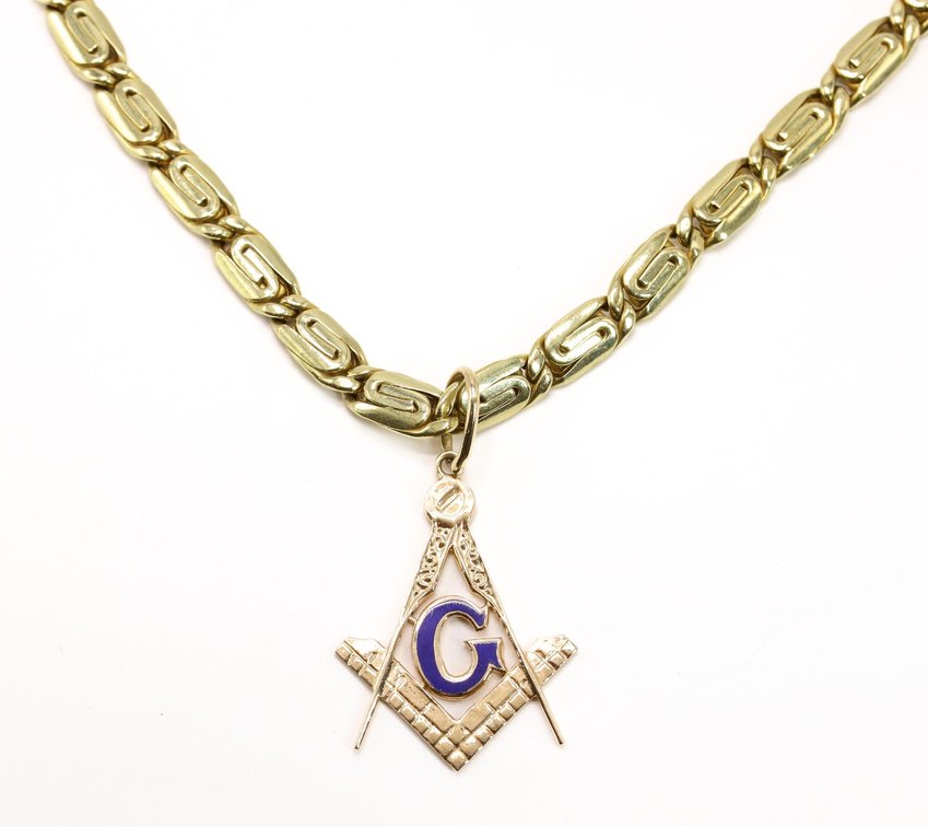 14k YG Necklace and Masonic Pendant