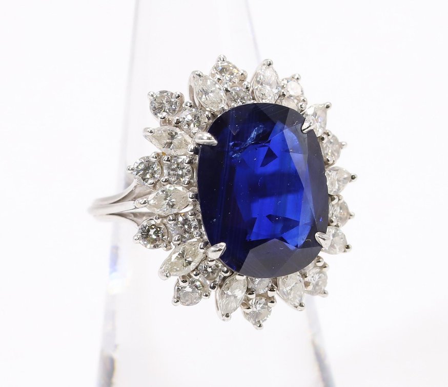 Platinum Sapphire and Diamond Ring