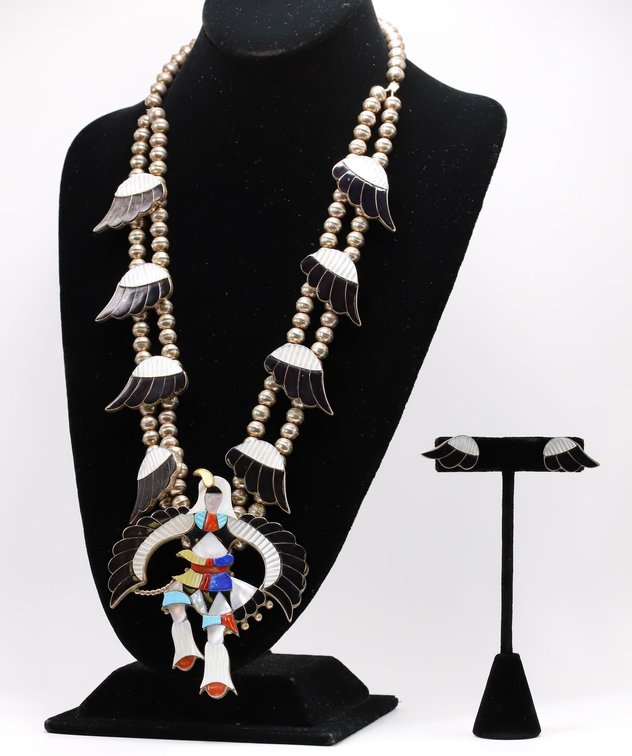 Jonathan Beyuka Zuni Sterling Eaglewing Squash Blossom