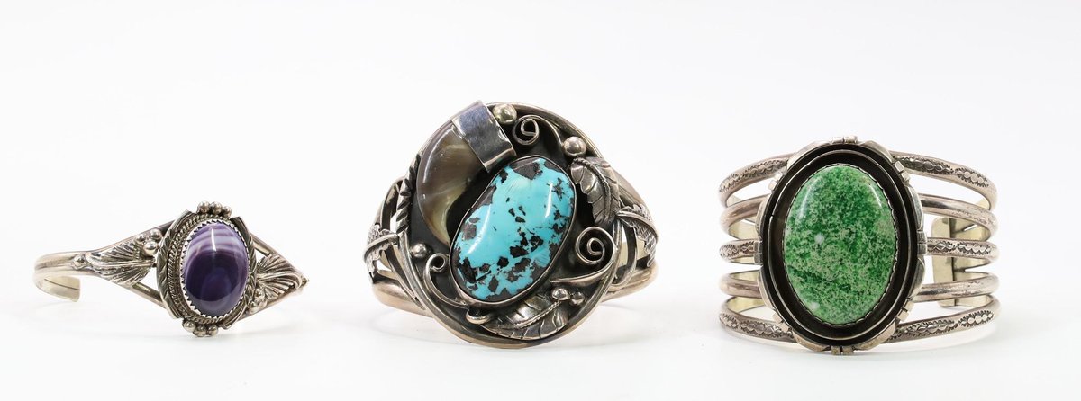 Sterling Silver Navajo and Cherokee Bracelets, Signed