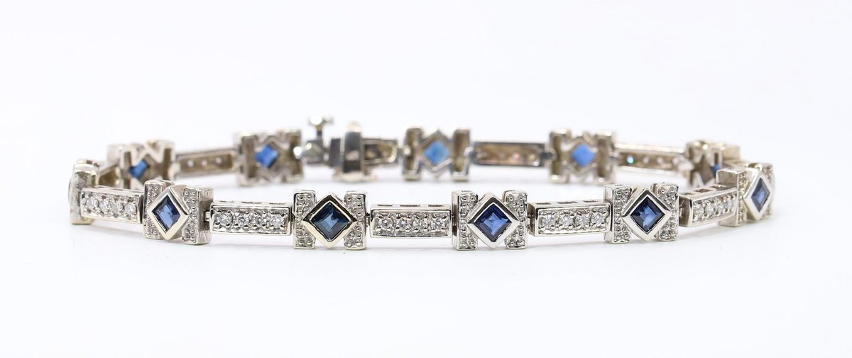 14k WG Diamond and Sapphire Bracelet