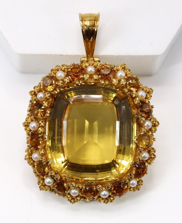 14k YG (73) Carat Citrine Pendant