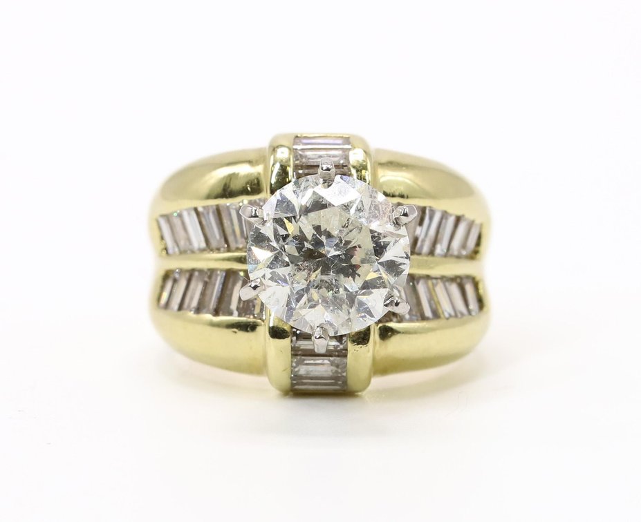 18k YG Diamond Ring, 3.1Carats