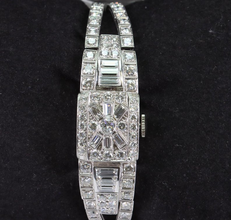 Ladies Hamilton Platinum and Diamond Watch/Bracelet
