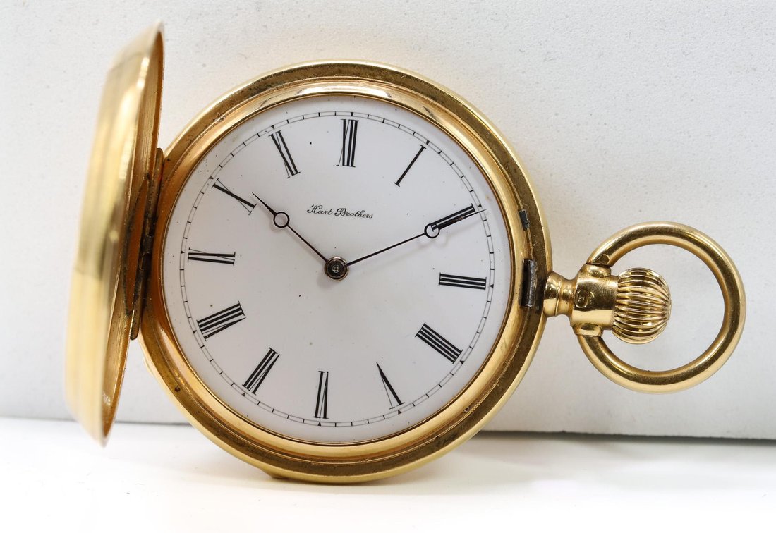 18k YG Hart Brothers Hunters Case Pocketwatch