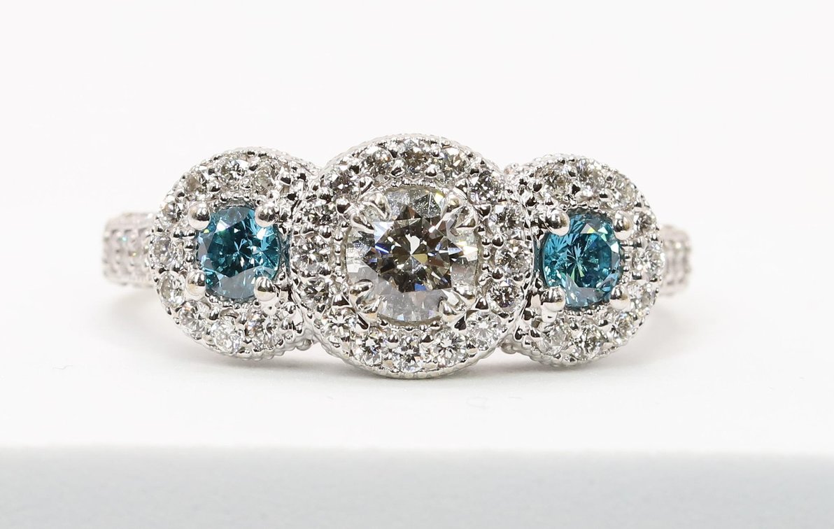 14k WG Blue Diamond Ring