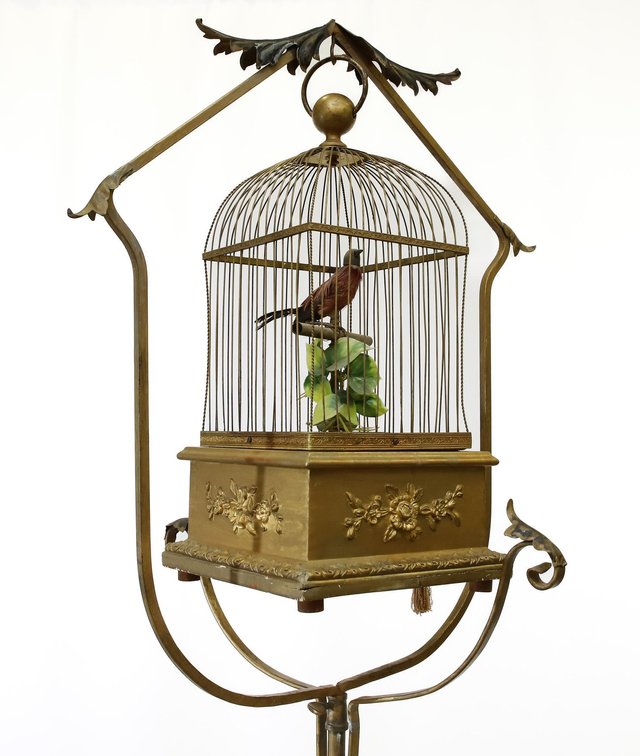 French Bird in Cage Automaton with Stand