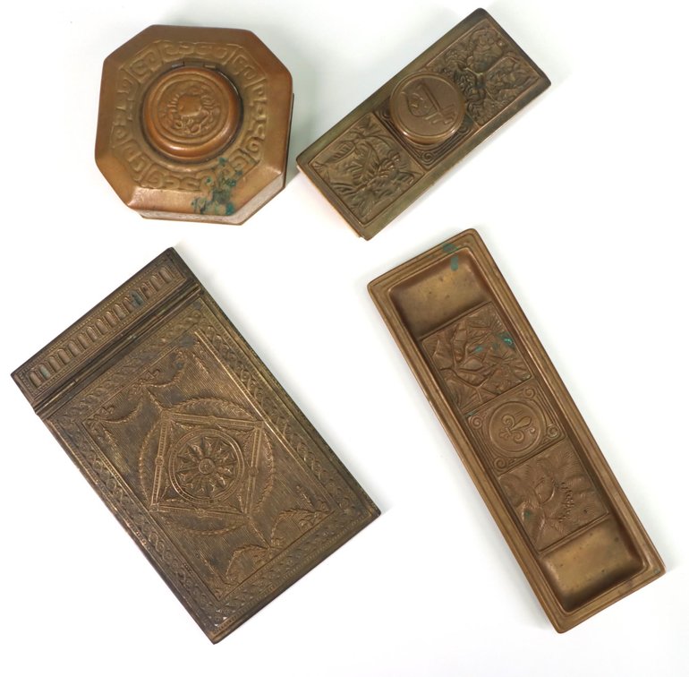 Tiffany Studios Gilt Bronze Desk Accessories