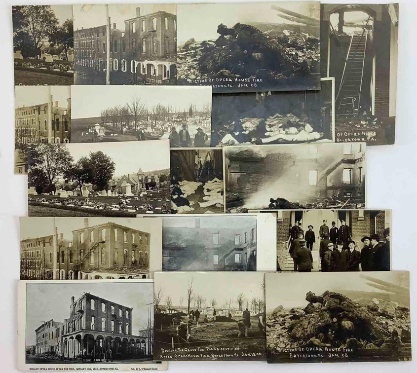 Historic Boyertown Opera House (1908) Fire Real Photo Postcards
