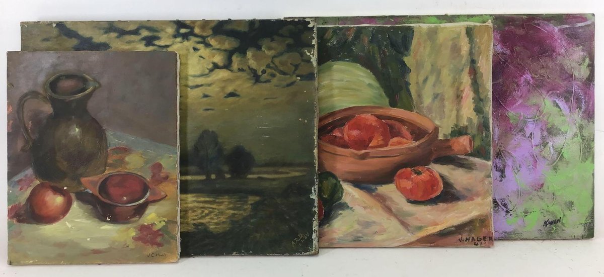 Oil on Canvas (4), signed