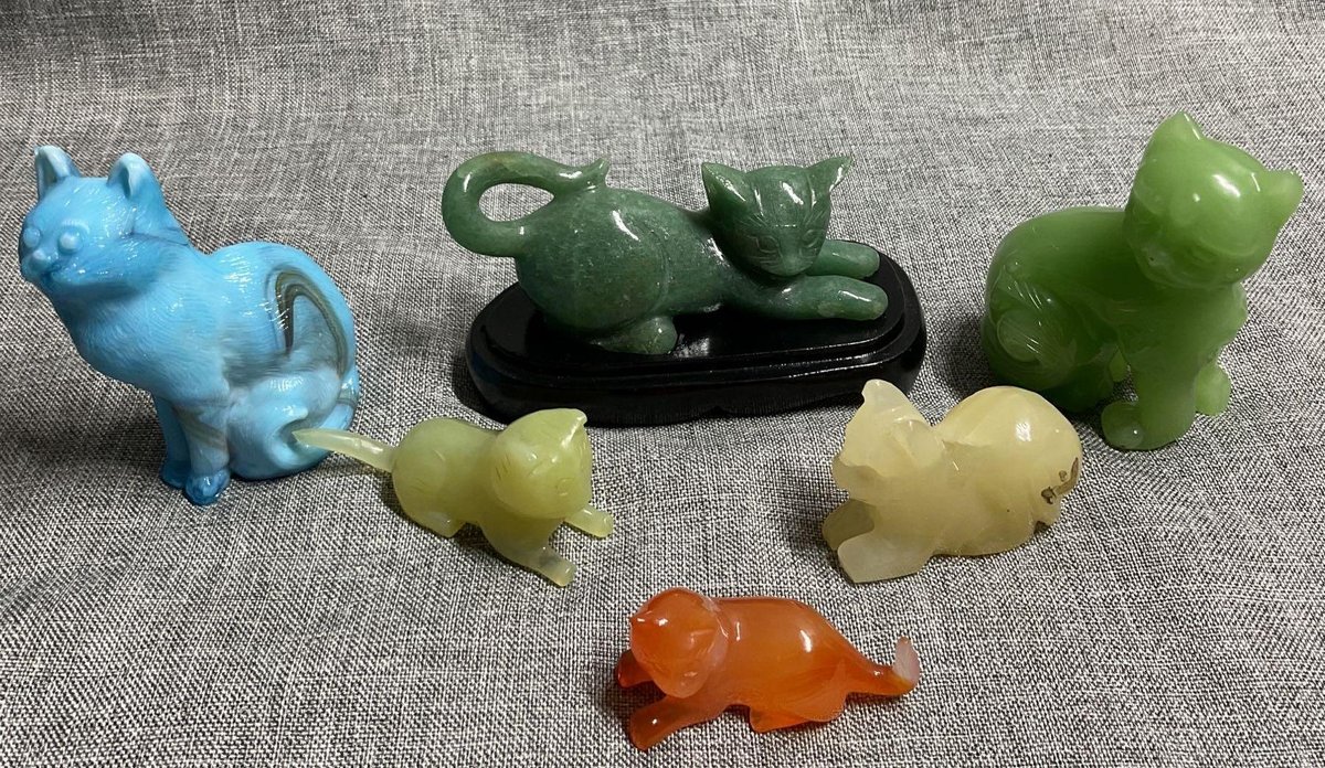 Carved Crystal Cats