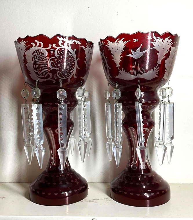 Bohemian Glass Mantel Lusters