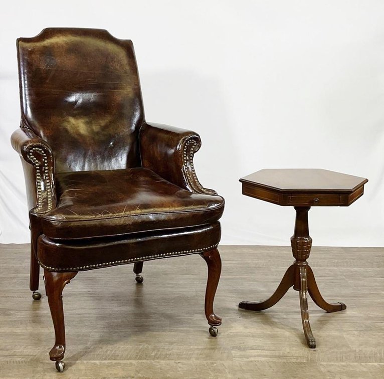 Leather Armchair & Smoking Table