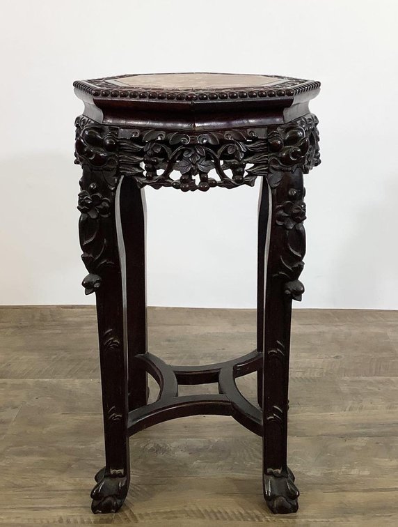 Rosewood Plant Stand with Marble Top