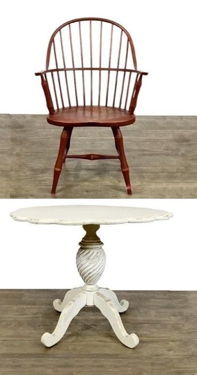 Child's Windsor Chair by David Smith & Distressed Painted Table