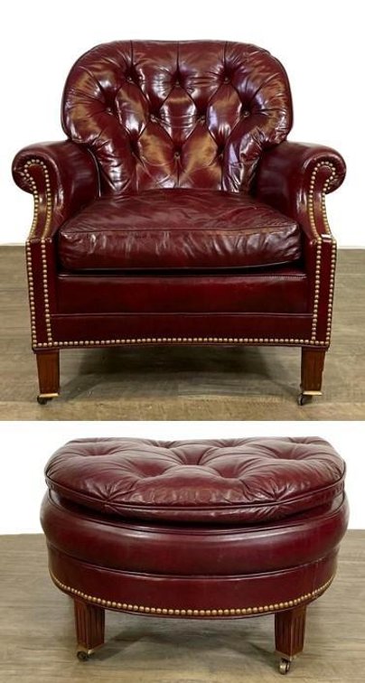 Handcock & Moore Leather Armchair & Ottoman