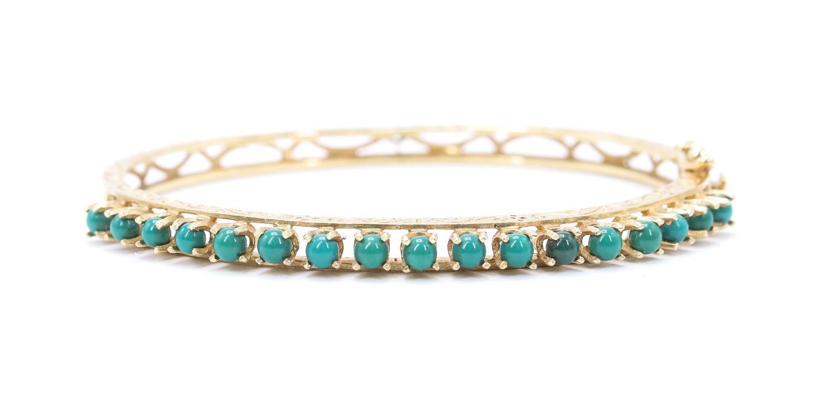 14k Yellow Gold Turquoise Bracelet