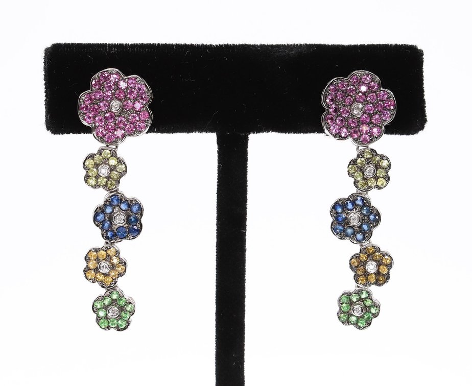 14k WG Floral Earrings
