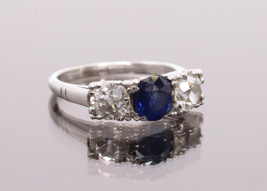 14k WG Diamond and Sapphire Ring