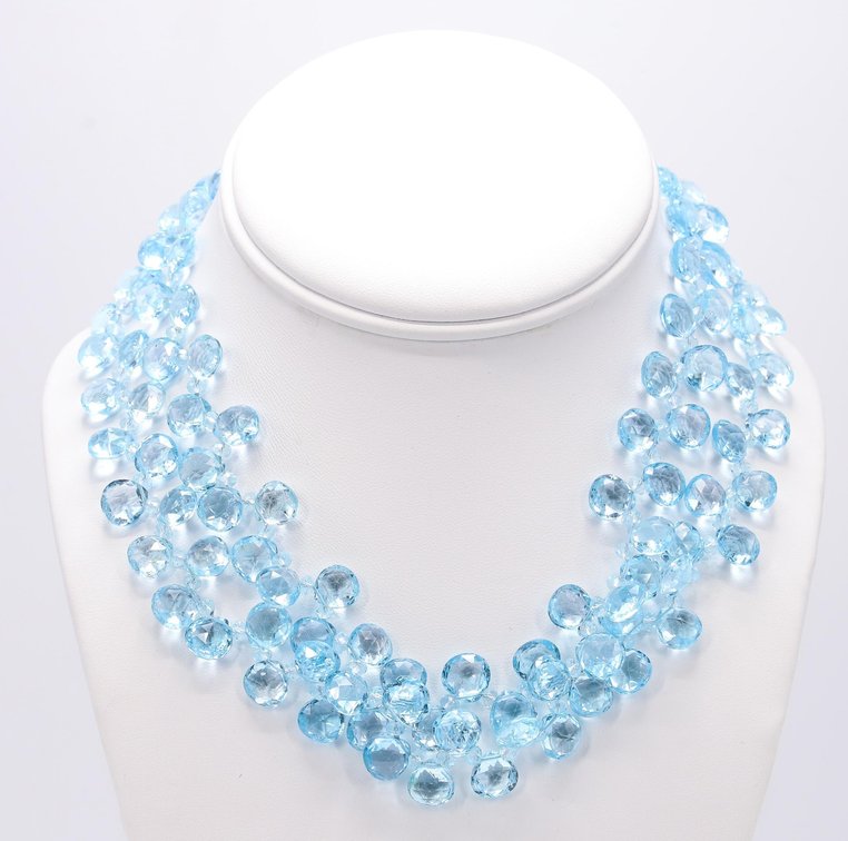 14k Faceted Blue Topaz Necklace