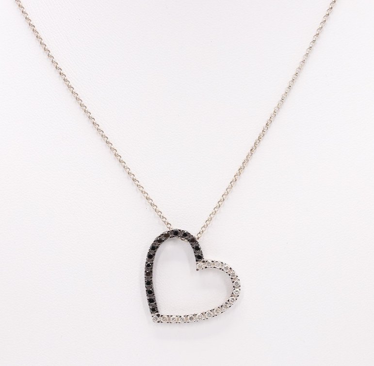 14k WG Black and Clear Diamond Pendant
