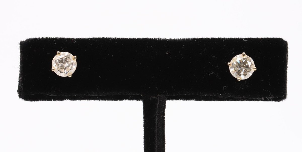 14k Diamond Stud Earrings, 1.6 CTW