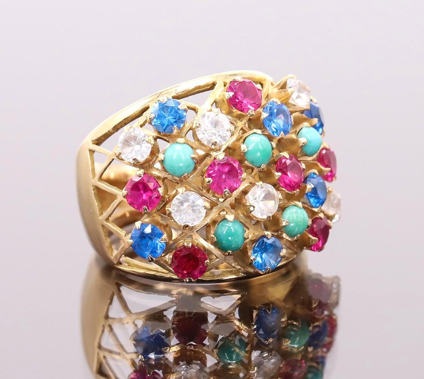 18KY Gold Multi-Stone Ring