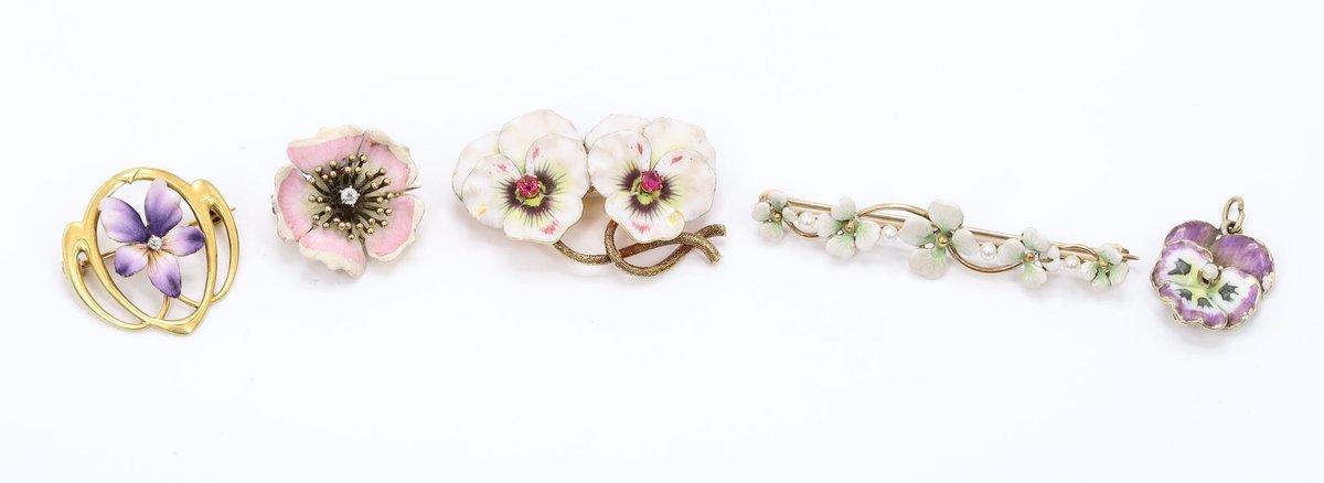 14k YG Enamel Floral Jewelry