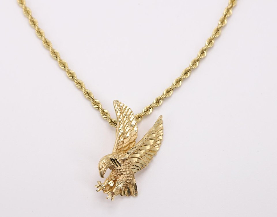 14k YG Necklace and Eagle Pendant