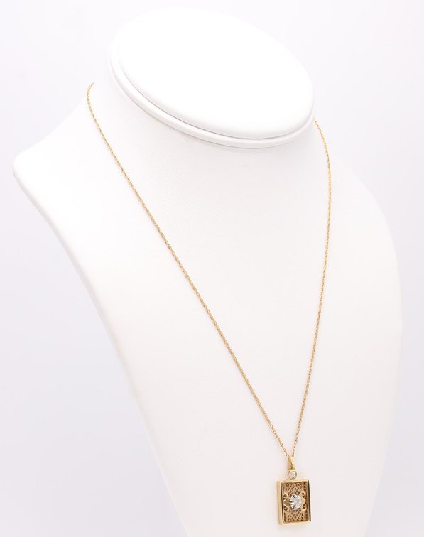 14k YG Diamond Pendant and Necklace