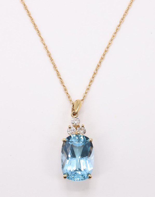 14k YG Topaz and Diamond Pendant